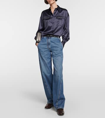 Embellished satin shirt | Brunello Cucinelli