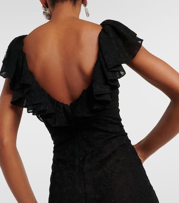 Abito lungo in pizzo con fiocco | Alessandra Rich