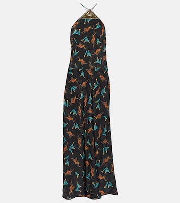 Printed halterneck silk maxi dress | Rixo