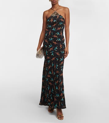 Printed halterneck silk maxi dress | Rixo