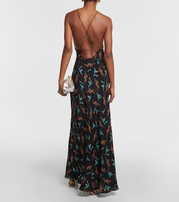 Printed halterneck silk maxi dress | Rixo
