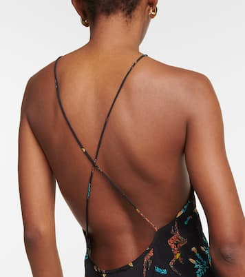Printed halterneck silk maxi dress | Rixo