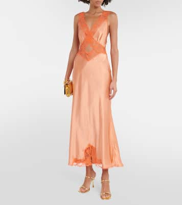 Aries lace-trimmed silk maxi dress | SIR