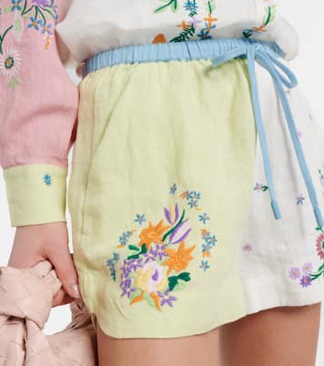 Shorts Willa in lino con ricamo | Alémais