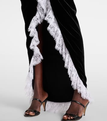 Vestido largo de terciopelo con encaje | Alessandra Rich
