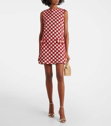 Abito corto in tweed a quadri | Oscar de la Renta