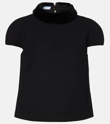 Shearling-trimmed wool top | Prada