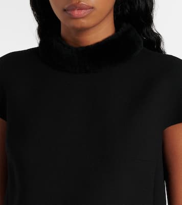 Shearling-trimmed wool top | Prada
