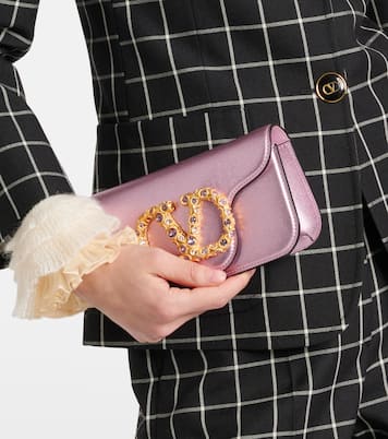 Locò Small metallic leather shoulder bag | Valentino Garavani