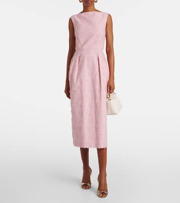 Robe midi brodée en toile à fleurs | Erdem