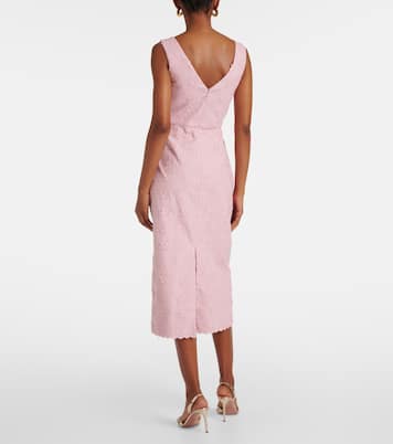 Robe midi brodée en toile à fleurs | Erdem