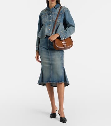 Borsa a tracolla T-Bar Small in suede | McQueen