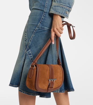 Schultertasche T-Bar Small aus Veloursleder | McQueen