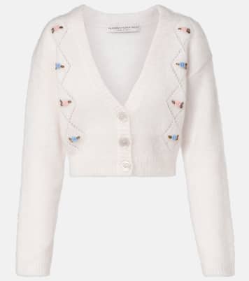 Cardigan brodé en mohair mélangé  | Alessandra Rich