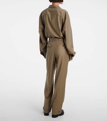 Pantalones Sorina de lana virgen de tiro alto | The Row