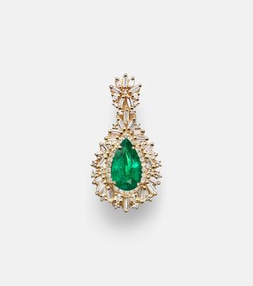 18kt gold pendant with emerald and diamonds | Suzanne Kalan