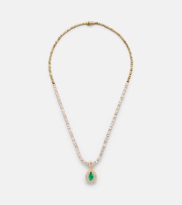 18kt gold pendant with emerald and diamonds | Suzanne Kalan