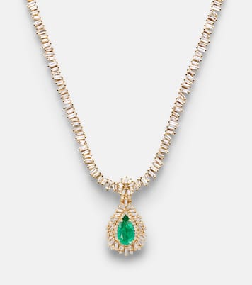 18kt gold pendant with emerald and diamonds | Suzanne Kalan