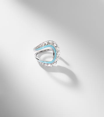 Moonlight 18kt white gold ring with diamonds and enamel | Kamyen