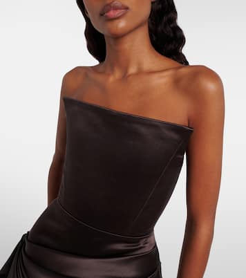 Draped satin bustier dress | Alex Perry