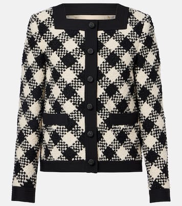 Chaqueta de tweed a cuadros con volantes | Valentino