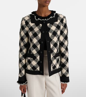 Chaqueta de tweed a cuadros con volantes | Valentino