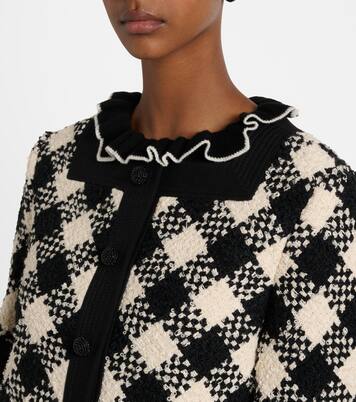 Chaqueta de tweed a cuadros con volantes | Valentino