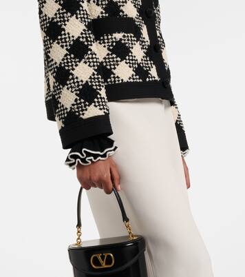 Chaqueta de tweed a cuadros con volantes | Valentino