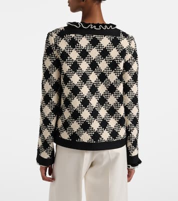 Chaqueta de tweed a cuadros con volantes | Valentino