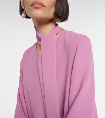 Vestido largo de Cady Couture con plumas | Valentino