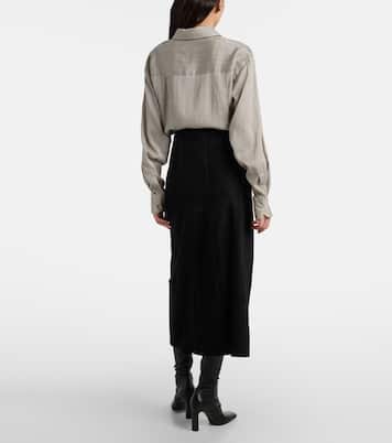 Edwina high-rise suede midi skirt | Rixo