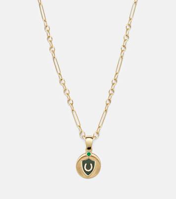 18kt gold necklace with emerald and diamonds | FoundRae