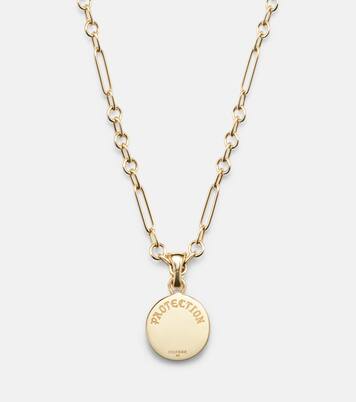 18kt gold necklace with emerald and diamonds | FoundRae