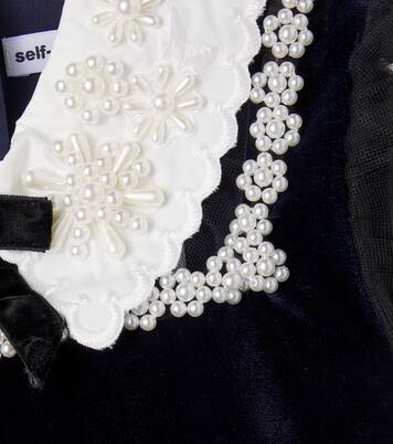 Embellished tulle-trimmed velvet dress | Self-Portrait Kids