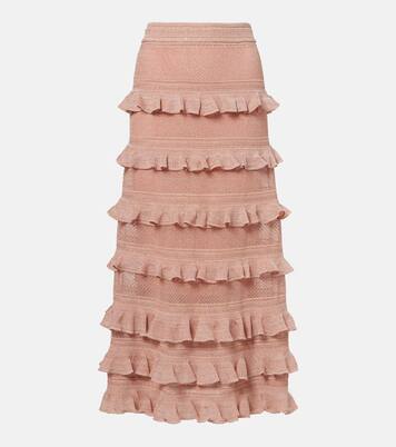 Rebellion ruffled lamé midi skirt | Zimmermann