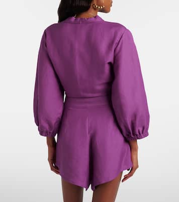 Linen-blend crop top | Adriana Degreas