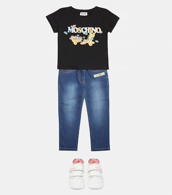 T-shirt in misto cotone con logo | Moschino Kids