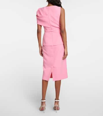 Asymmetric crêpe midi dress | Safiyaa