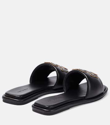 Double T leather slides | Tory Burch