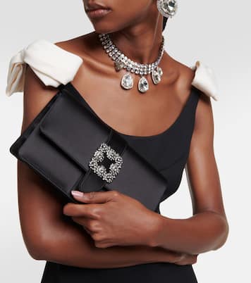 Clutch Capri in raso con cristalli | Manolo Blahnik