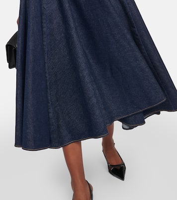 Jupe midi en jean à taille haute | Alaïa