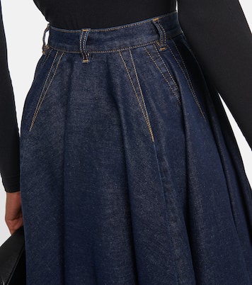 Jupe midi en jean à taille haute | Alaïa