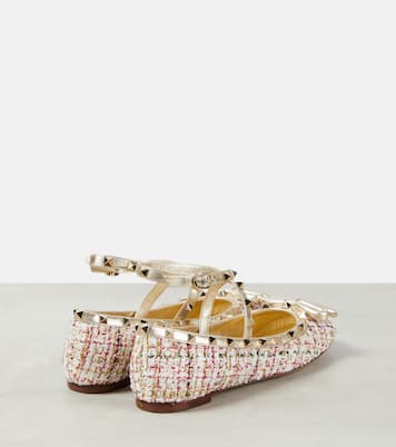 Rockstud tweed ballet flats  | Valentino Garavani