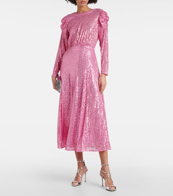 Cerise sequined midi dress | Rixo