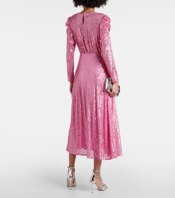 Cerise sequined midi dress | Rixo