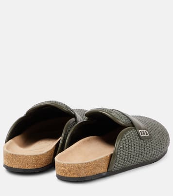 Mules Tess de rafia con ribete de piel | JW Anderson