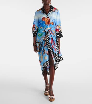 Camicia Capri in raso di seta con stampa | Dolce&Gabbana