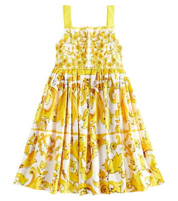 Abito Majolica in popeline di cotone | Dolce&Gabbana Kids