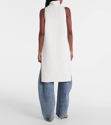 Top de cuello alto de lana con capa | Alaïa