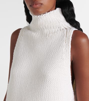 Top de cuello alto de lana con capa | Alaïa